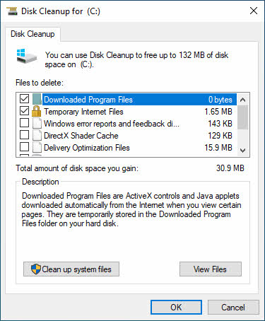 Run Disk Cleanup to free disk spaces on a drive.