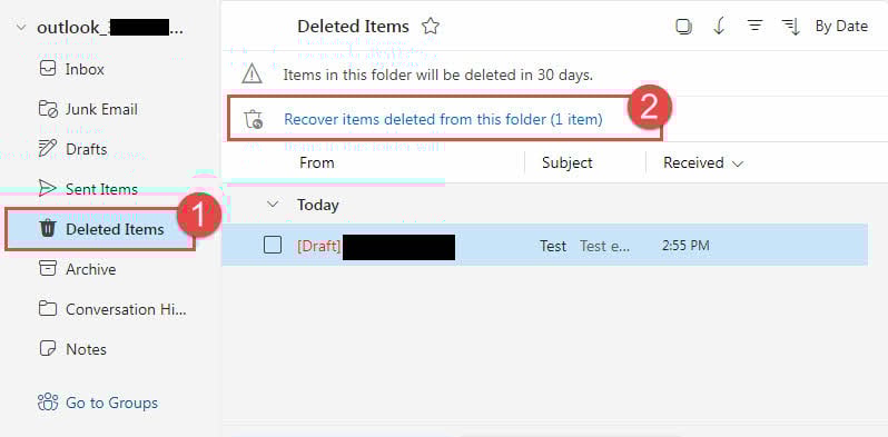 The "Recover Deleted Items" feature in Outlook on the Web (OWA).