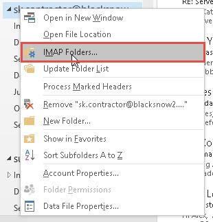 Open "IMAP Folders" in Outlook