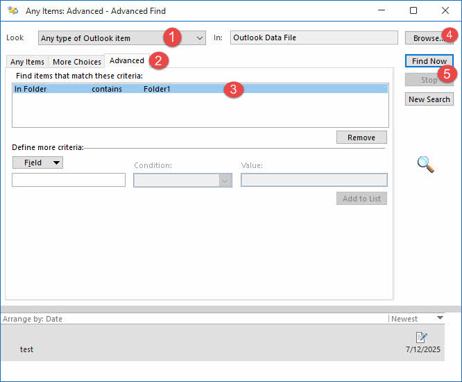 Use "Advanced Find" dialog to find the emails under the missing folder in Outlook.