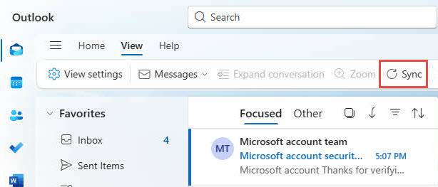 Force manual sync in new Outlook app (Windows).
