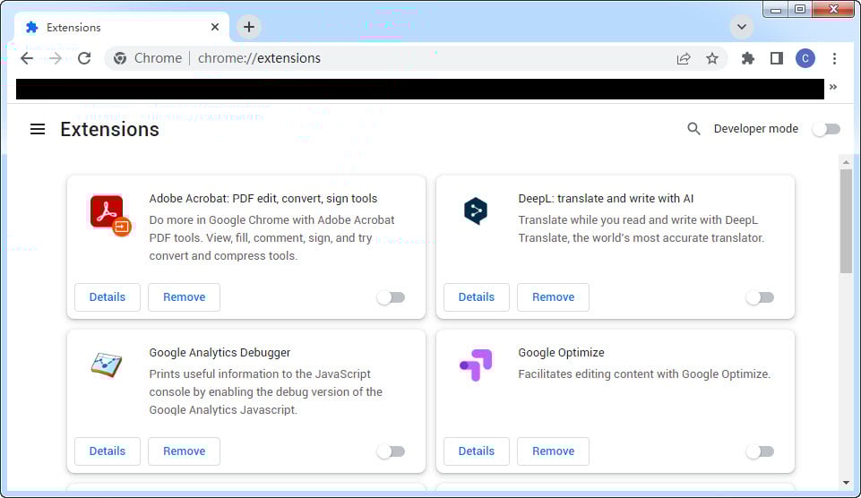 Disable all extensions in the browser.