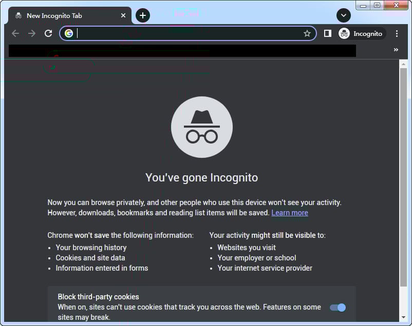 Open the browser in private/incognito mode.