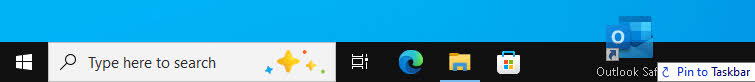 Drag the Outlook safe mode shortcut and pin it to the taskbar.