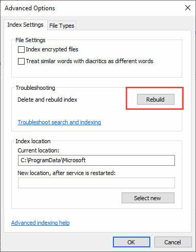 Rebuild the Outlook search index in the Control Panel, to handle the Outlook search not working issue.