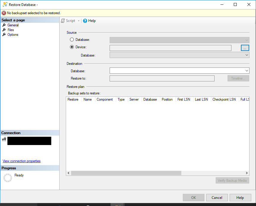 Restore database in SQL Server.