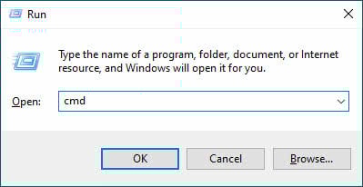 Open the command line prompt via the Windows run dialog.