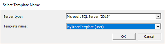 Export a trace template in the SQL Server Profiler.
