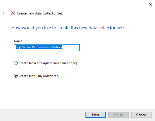 Set a description name for the Data Collector Set