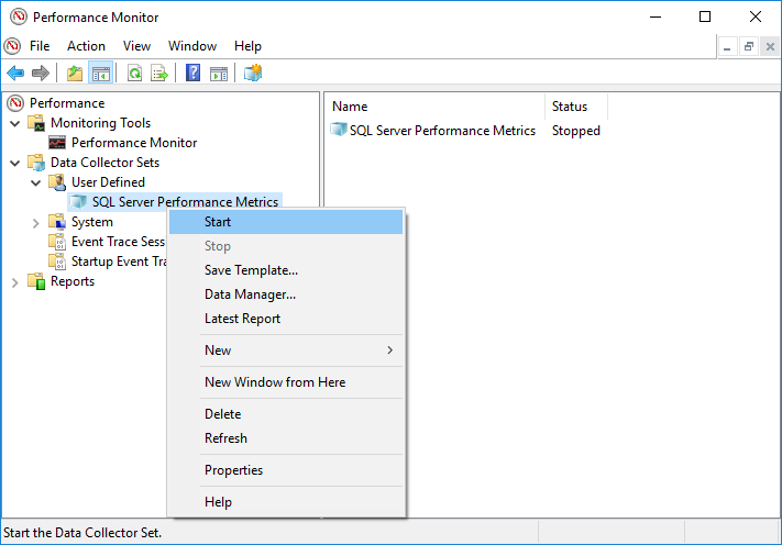 Start a new Data Collector Set in PerfMon.