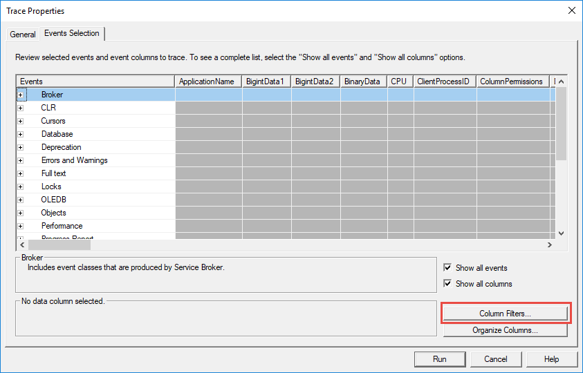 Click "Column Filters" button in the "Trace Properties" dialog.