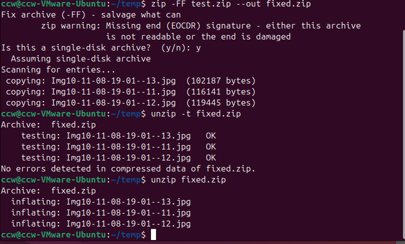 Use zip -FF to repair zip file from command line (Terminal) in Linux.