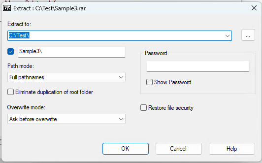 7-Zip extract dialog