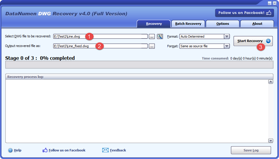 Use DataNumen DWG Recovery to recover a corrupt AutoCAD file
