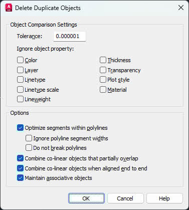 Use Delete Duplicate Objects dialog to recover AutoCAD file
