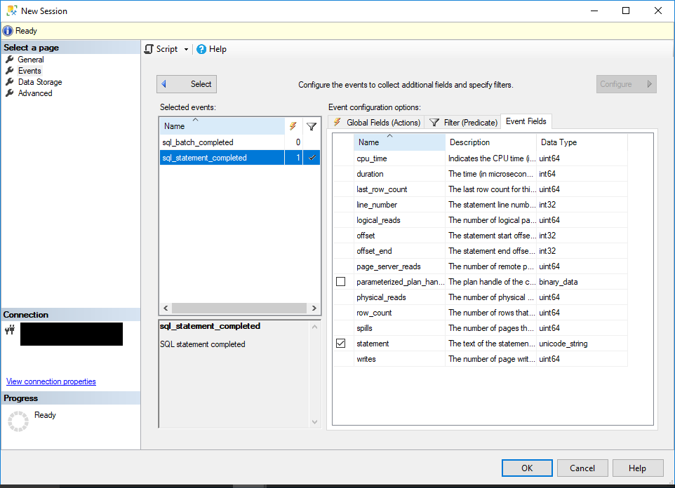 Configure the fields of an event.