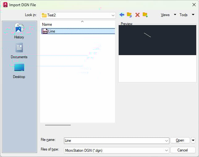 Import DGN File dialog