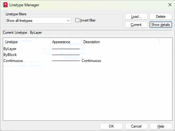 Linetype Manager dialog