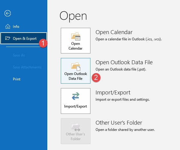 Open PST file in Outlook.