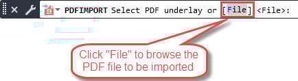 PDFIMPORT prompt to select the PDF file to be imported