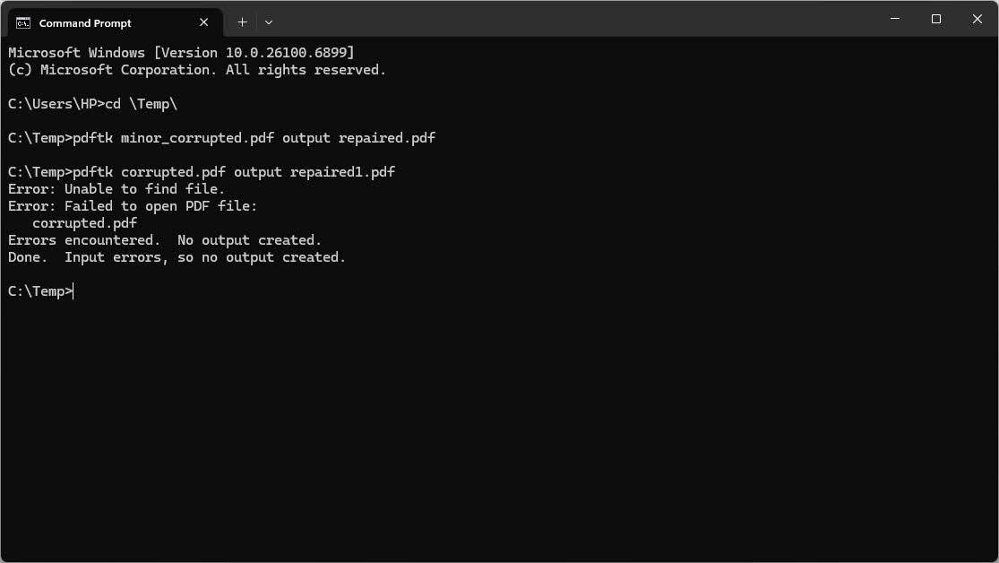 Use PDFtk command-line tool to repair PDF file.