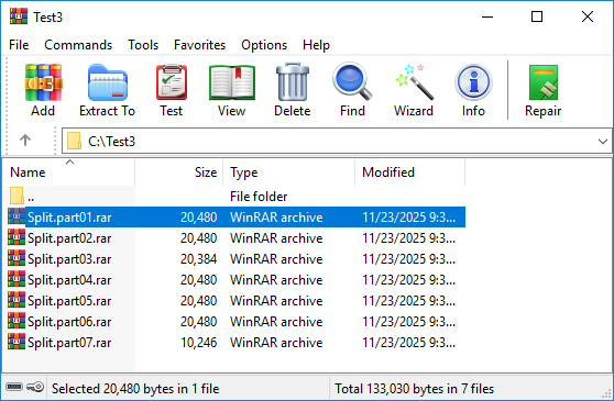 In WinRAR, double-click to open each part to find the corrupt part.