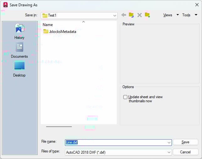 Save the drawing as a DXF file in AutoCAD to eliminate corruptions and recover AutoCAD file