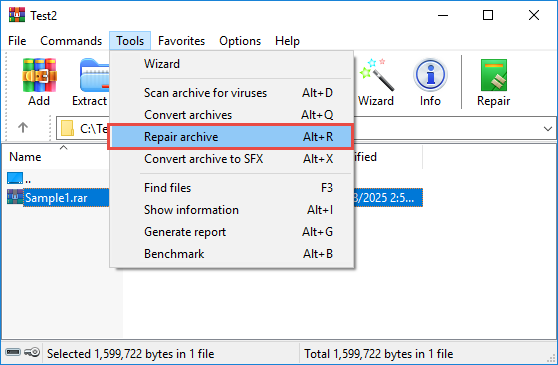 In WinRAR, repair an archive via "Tools" -> "Repair archive".