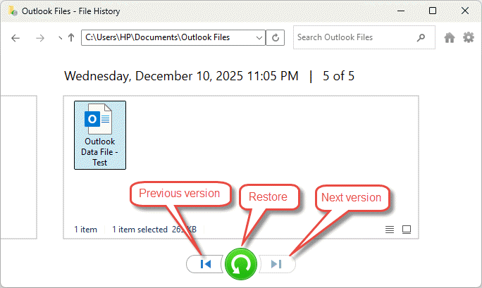 Restore a deleted file in File History.