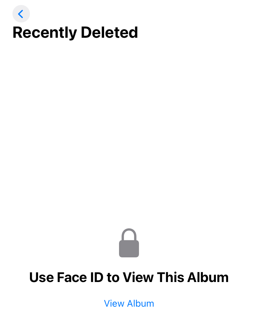 Use face ID to view the photos in the Recently Deleted album
