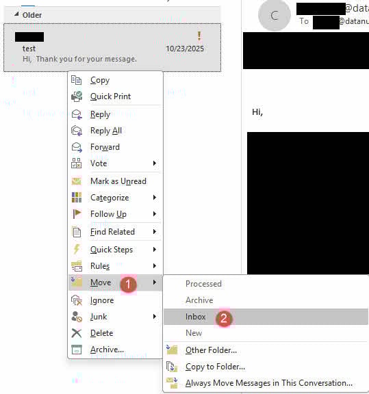 Move an archived email back to Inbox.