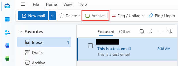 Use the Archive button to archive emails in new Outlook.