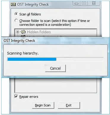 Use ScanOST.exe (OST Integrity Check Tool) to scan and repair OST file