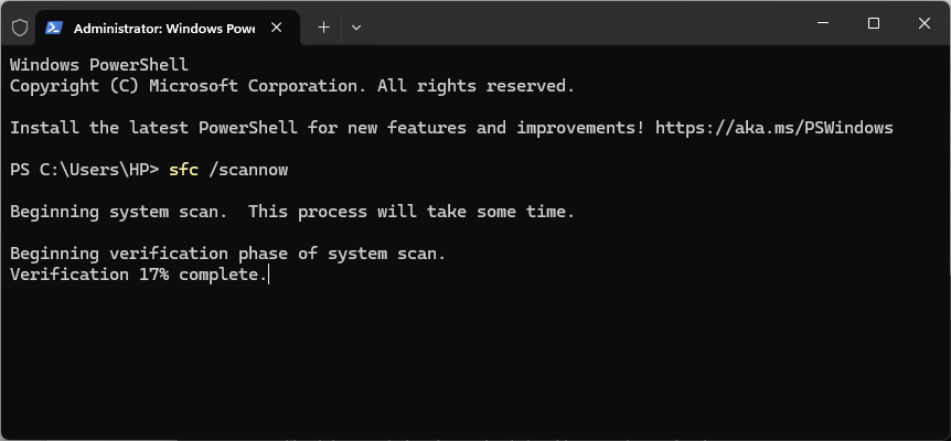 Use sfc /scannow to scan and fix corrupt system files.