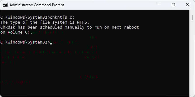 Use chkntfs to check if chkdsk is scheduled to scan a drive.