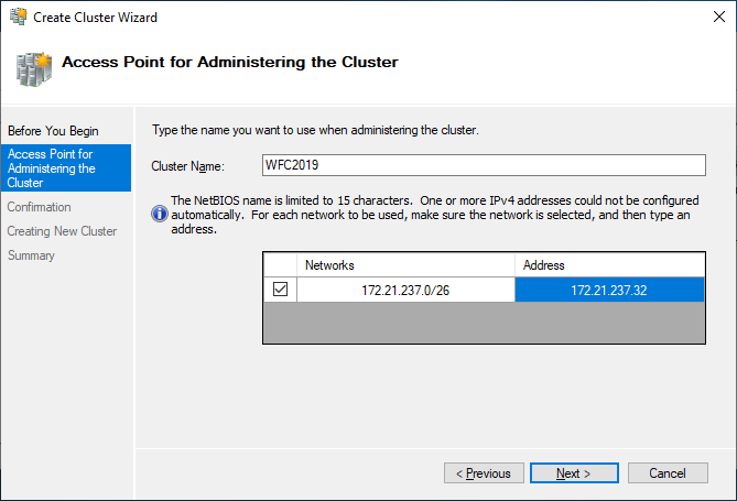 Create the Failover Cluster in the Failover Cluster Manager.
