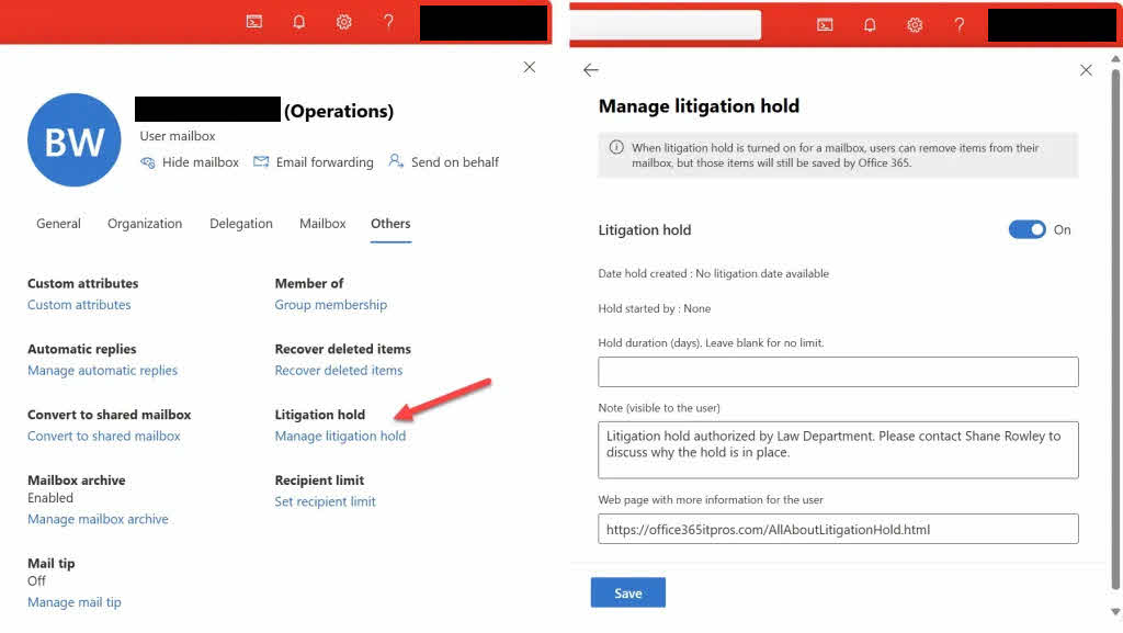 Use Litigation Hold to prevent deletion of emails in Exchange Admin Center.