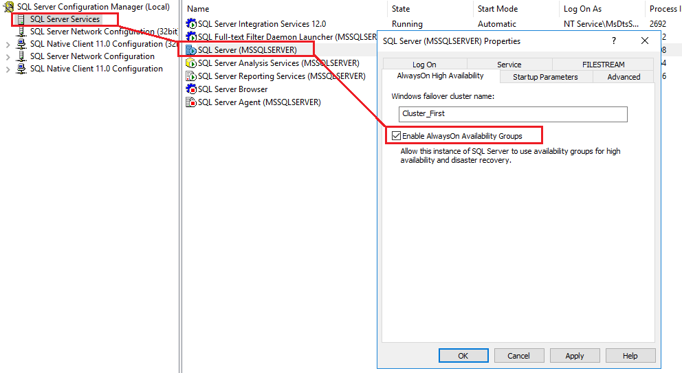 Enable SQL Server Always On Availability Groups in SQL Server Configuration Manager