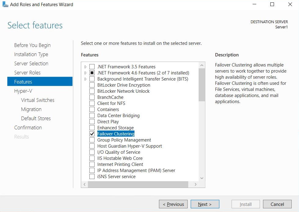Install Failover Clustering for SQL Server Always On