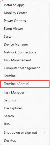 Start terminal as administrator in Windows 11.