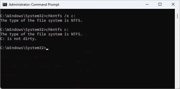 Use chkntfs /x to unschedule chkdsk to scan a drive.