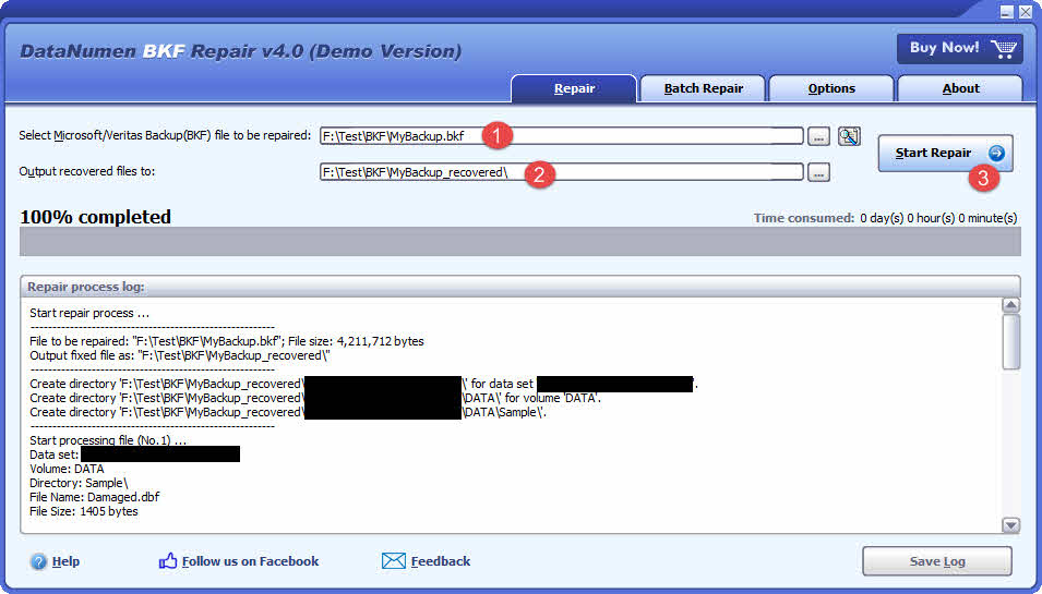 Use DataNumen BKF Repair to repair the corrupt BKF file.