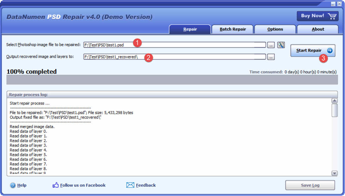 Use DataNumen PSD Repair to repair the corrupt PSD file.