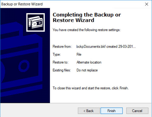 Complete the Backup or Restore Wizard in NTBackup to repair BKF file.