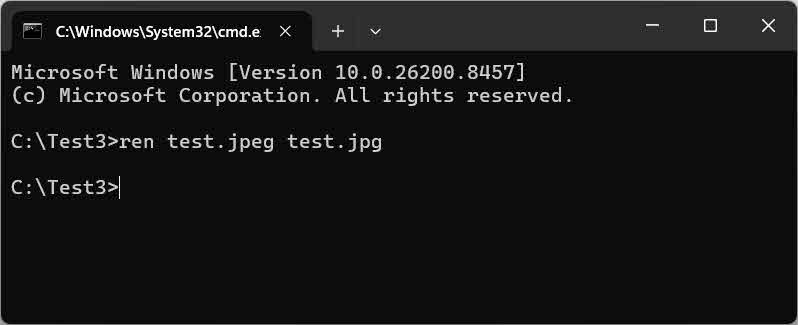 Change file extension in Windows command line.