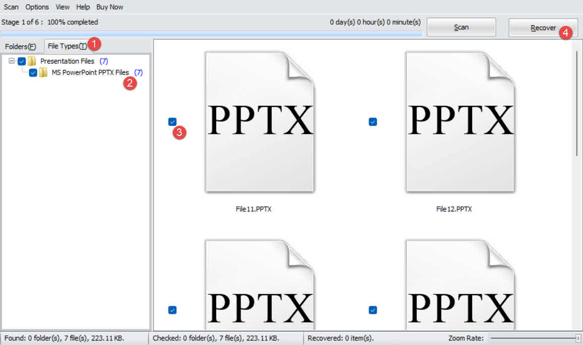 Use DataNumen Data Recovery to scan and recover unsaved PowerPoint presentations.