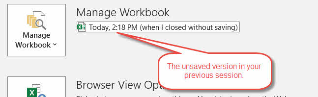 Recover an Excel file when closing it without saving.