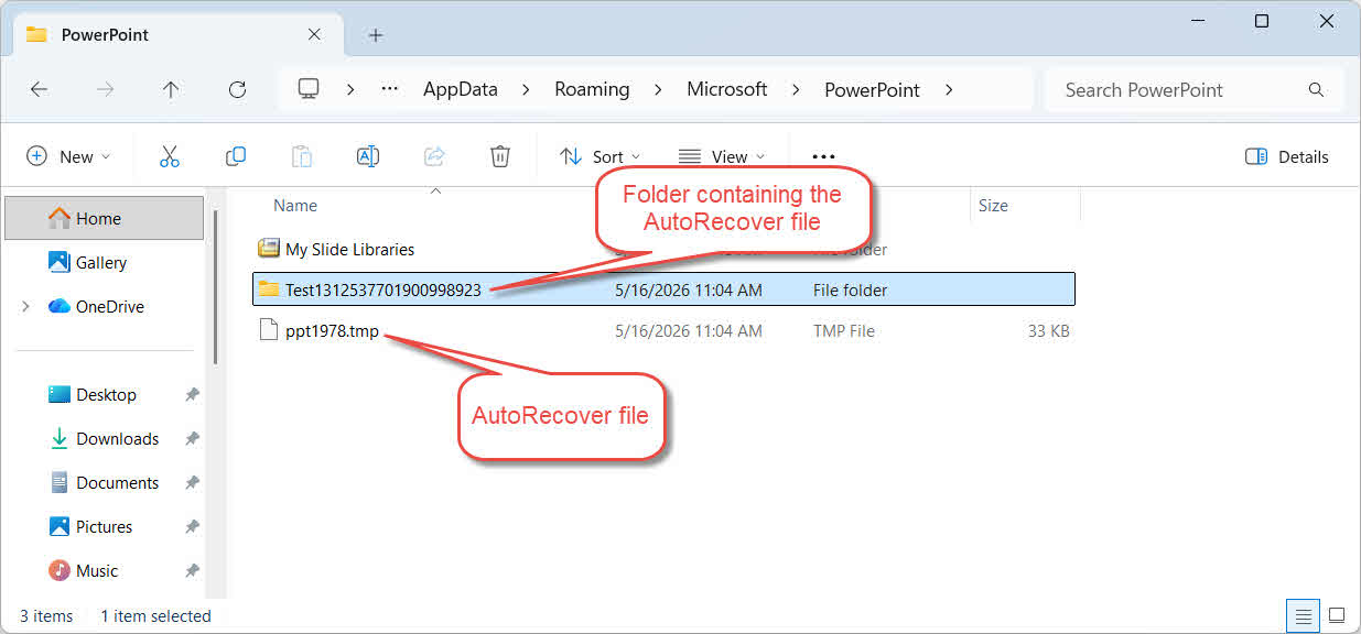 Check AutoRecover files and folders manually to recover unsaved PowerPoint files.