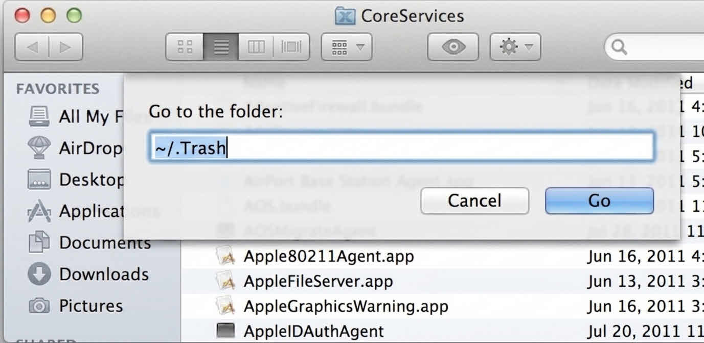 Open Trash from the Finder on Mac