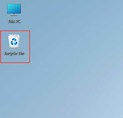 Open Recycle Bin from the icon on the desktop